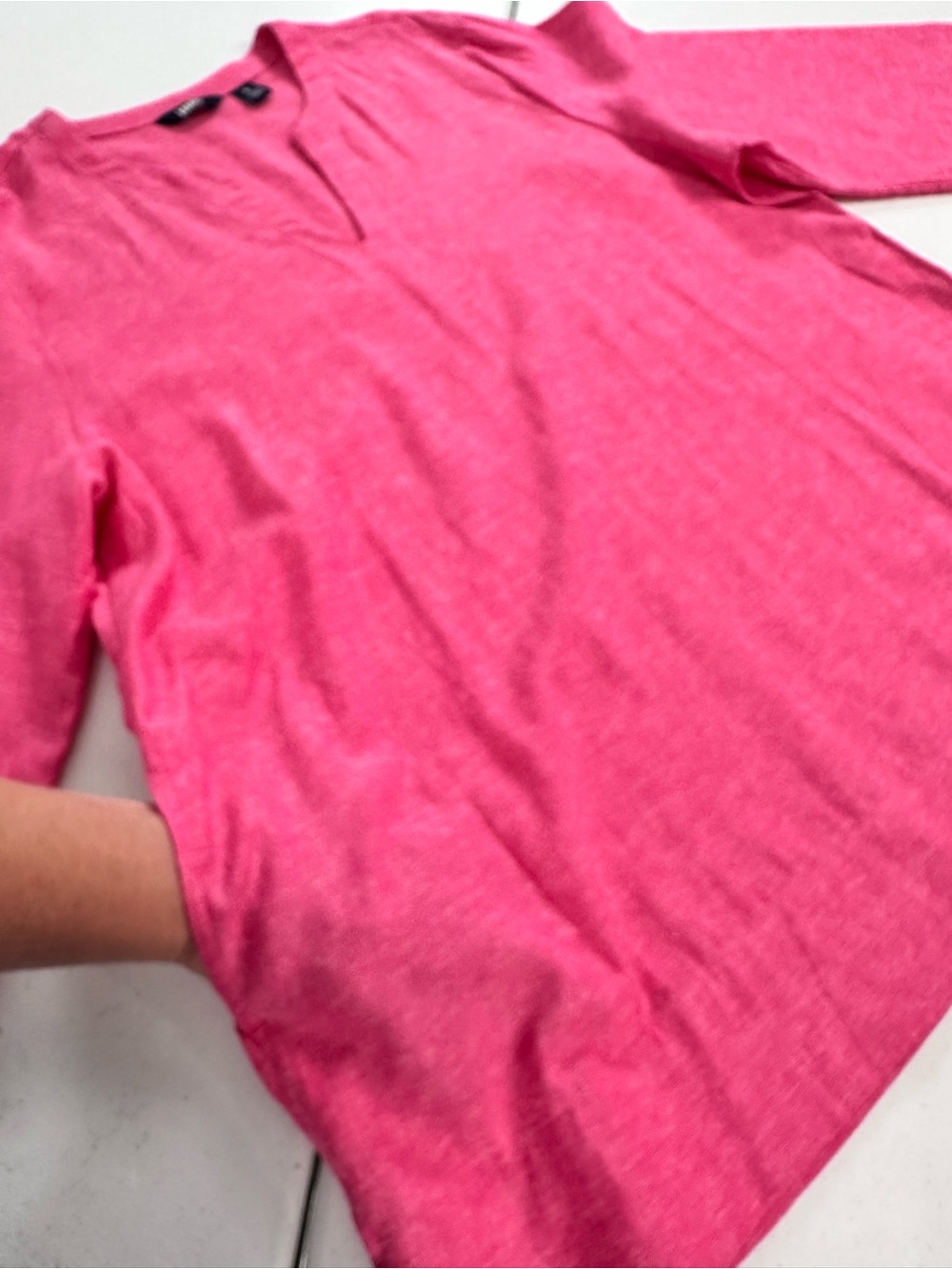 Lands' End Linen Blend Tunic‎ Pink Resort Coastal Grandma Vacation Beach XL - Picture 9 of 13